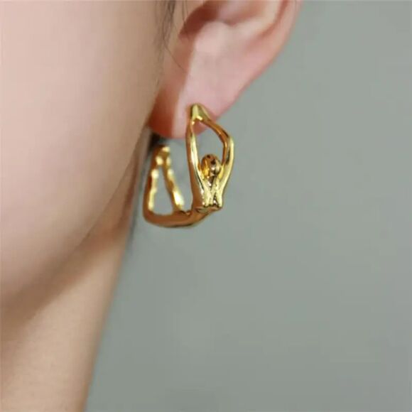 "Judy" Woman Feminine Figural Hoop Earring | Minimalist Bohemian Statement Piece - Picture 2 of 3